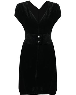 Rick Owens Velvet V-Neck Short Dress - Black