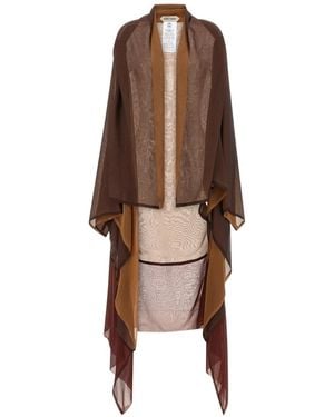 Alberta Ferretti Shawl-Collar Chiffon Cardigan - Brown