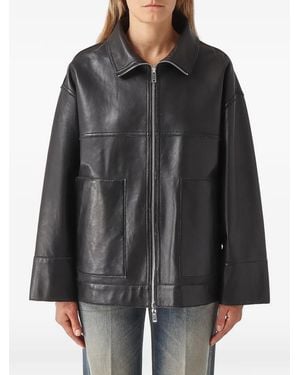 The Jackie Leathers Reversible Panelled Leather Jacket - Black