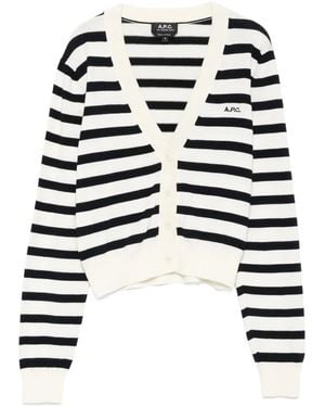 A.P.C. Gaëlle Striped Button Cardigan - White
