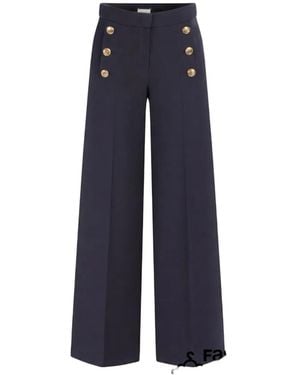Seductive Bridget Button-Embellished Pants - Blue