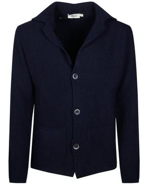 Altea Ribbed-Knit Notched-Lapels Jumper - Blue