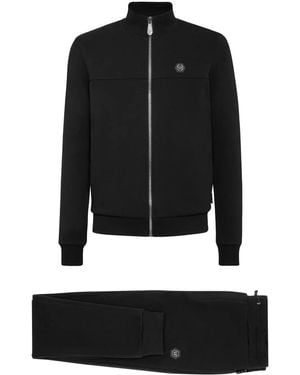 Philipp Plein Quilted Logo-Appliqué Tracksuit - Black