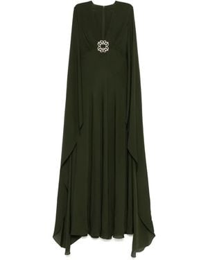 Elie Saab Crystal-Embellished Silk Gown - Green