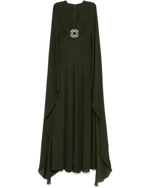Elie Saab Crystal-Embellished Silk Gown - Green