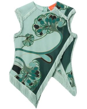 La DoubleJ Fringed Floral Top - Green