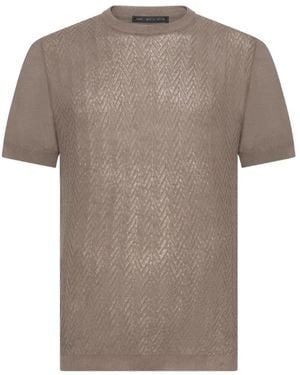 Low Brand Chevron-Knit T-Shirt - Grey
