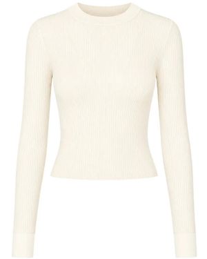Max Mara Pull Côtelé À Finitions Métallisées - White