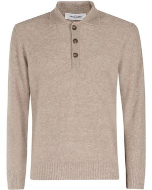 Gran Sasso Buttoned Collared Polo Shirt - Natural