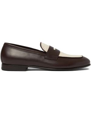 SCAROSSO Austin Leather Penny Loafers - Brown