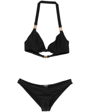 Balmain Logo-Plaque Halterneck Bikini Top - White