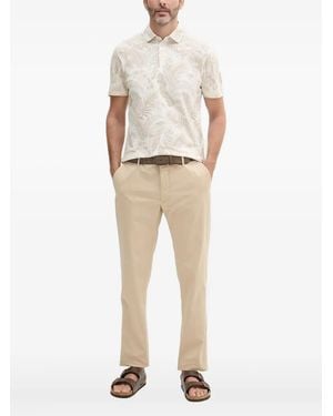 Hackett Leaf-Print Polo Shirt - Natural