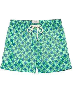 Peninsula Pantelleria Geometric-Print Swim Shorts - Green