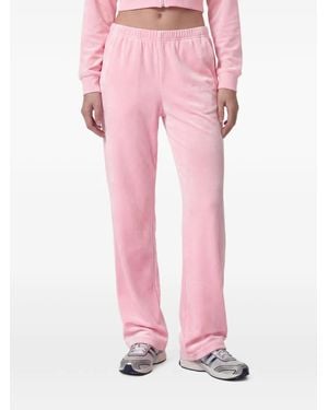 Sporty & Rich Signature Logo Krystal Logo-Embellished Track Trousers - Pink