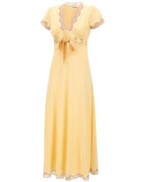 RIXO London Marlice Lace-Trim Silk Midi Dress - Metallic