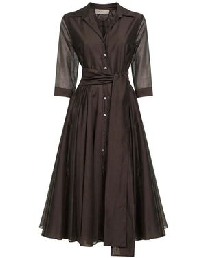 Blanca Vita Belted Flared Midi Dress - Black