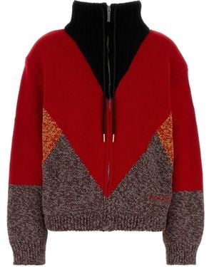 Marni Wool-Cashmere Jacket With "M" Detail - Red