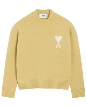 Ami Paris Maglione Girocollo Ami De Coeur - Giallo
