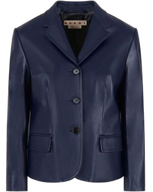 Marni Leather Blazer - Blue