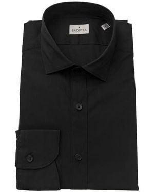 Bagutta Camisa Slim De Algodón - Negro