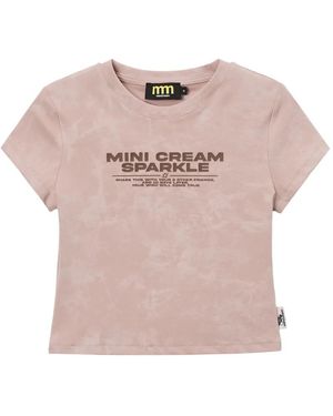 Mini Cream T-Shirt À Logo Imprimé - Pink