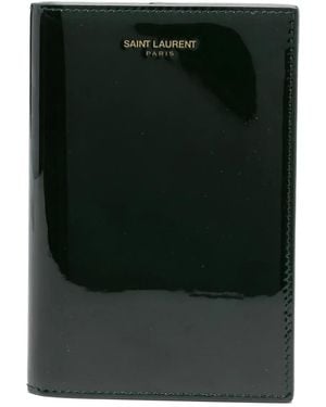 Saint Laurent Patent-Leather Passport Holder - Black