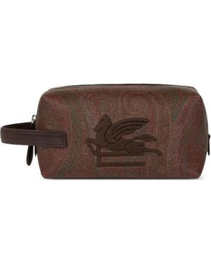 Etro Trousse Da Bagno Con Stampa Paisley - Marrone