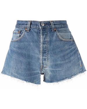 RE/DONE Raw Cut Denim Shorts - Blauw