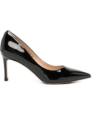 Linda Baumann Patent-Finish Pointed-Toe Court Shoes - Black