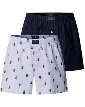 Hackett Lot De Deux Boxers Harry Boxer En Coton - Blue