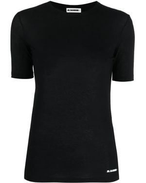 Jil Sander Short-Sleeved Cotton T-Shirt With Logo - Black
