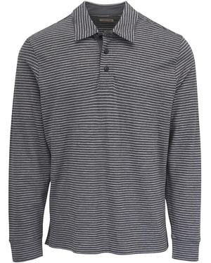 Faherty Gestreiftes Sunwash Poloshirt - Grau
