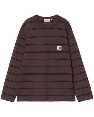 Carhartt Cardona Striped Pocket T-Shirt - Brown