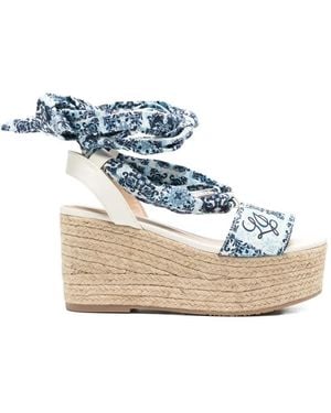 Liu Jo Wedge Sandals With Foulard - Blue