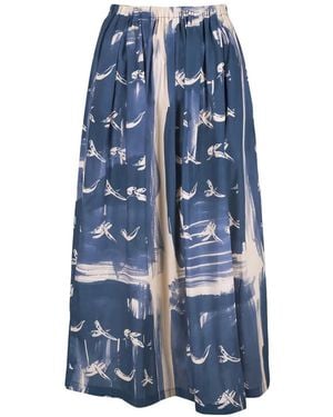 ODEEH Gonna Lunga Plissettata Con Stampa Astratta - Blu