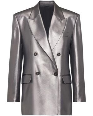 Brunello Cucinelli Double-Breasted Metallic Blazer - Black