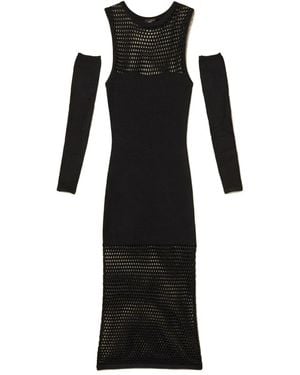 Twinset Robe Longue En Résille - Black
