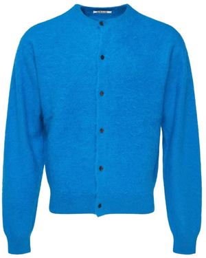 AURALEE Brushed Alpaca Cardigan - Blue