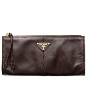 Prada Leather Pouch - Brown
