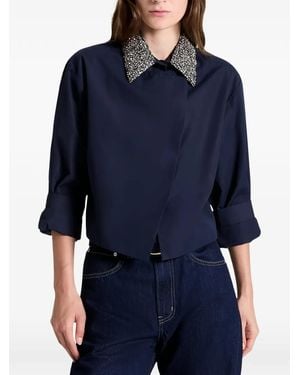 Twp New Chapter Crystal-Embellished Cropped Shirt - Blue
