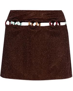 Oséree Cut-Out Mini Skirt - Brown