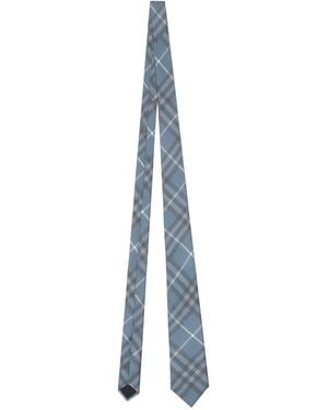 Burberry チェック ネクタイ - ブルー