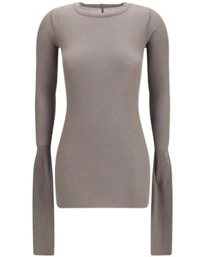 Rick Owens Ribbed Long-Sleeve T-Shirt - Gray