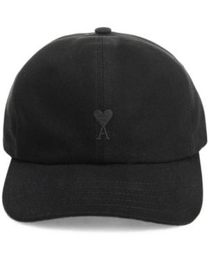 Ami Paris Ami De Coeur-Embroidered Baseball Cap - Black