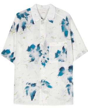 Lemaire Floral-Print Shirt - Blue
