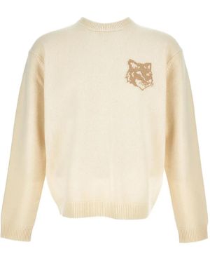 Maison Kitsuné Trui Met Fox Head-Intarsia - Wit
