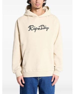 RIPNDIP Distressed Logo-Print Hoodie - Blue