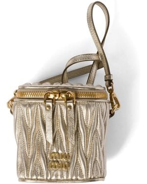 Miu Miu Mini Sac Matelassé En Cuir - Neutre