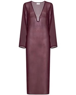 MC2 Saint Barth Plunging V-Neck Side-Slit Dress - Purple