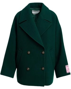 Essentiel Antwerp Double-Breasted Wool Jacket - Green